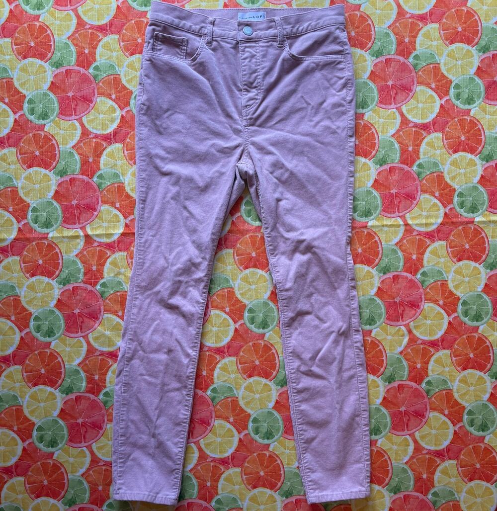LOFT High Waist Skinny Corduroy Pants Dusty Pink 6P